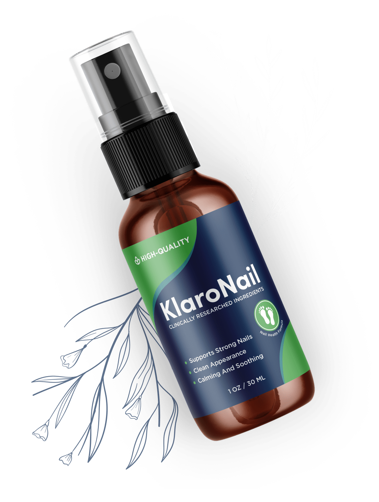 KlaroNail undecylenic acid nail spray bottle, 1 oz / 30 mL, official product photo
